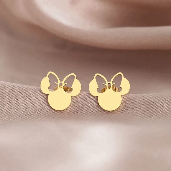 Disney Minnie Mouse Stud Earrings - Gold - Picture 1 of 3